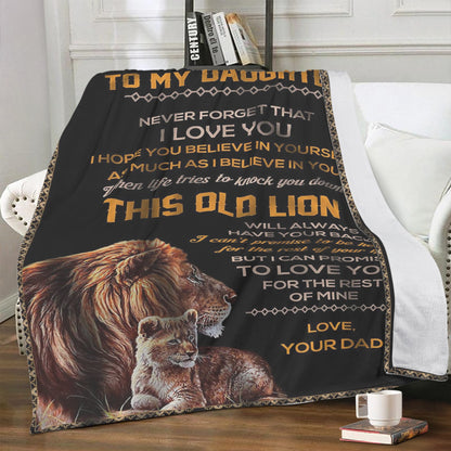 To My Daughter - Love, Dad Soft Polyester Premium Fleece Blanket 02