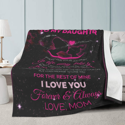 To My Daughter - Love Mom Soft Polyester Premium Fleece Blanket 07