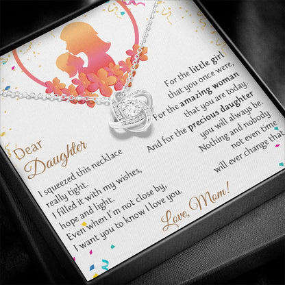 To My Daughter - I want you to know I Love You - Elegant Love Knot Necklace - D02