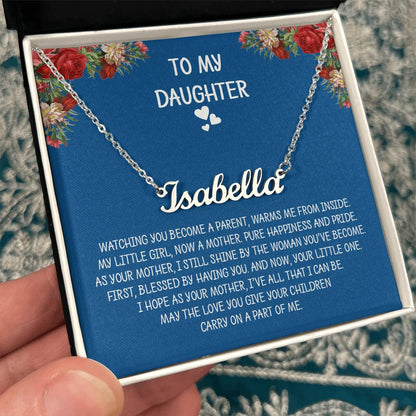 To My Daughter - I Love You Message - Customized Name Necklace - D04