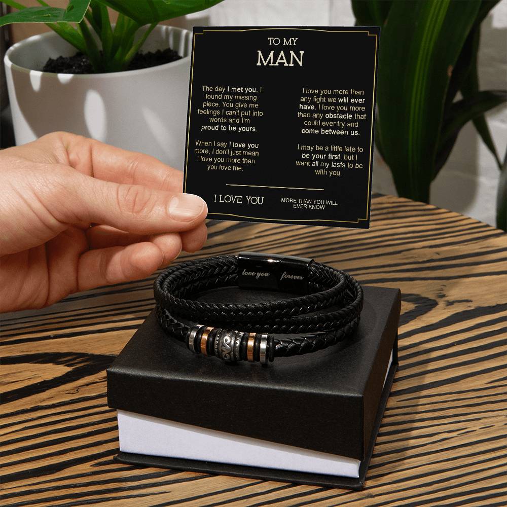 TO MY MAN - My Missing Piece Braided Vegan Leather Bracelet