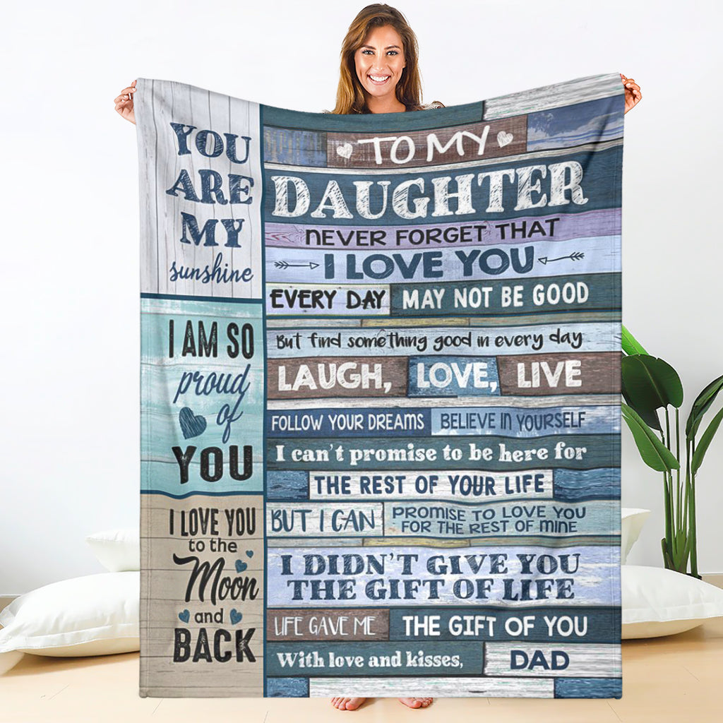 To My Daughter - Love, Dad Soft Polyester Premium Fleece Blanket 03