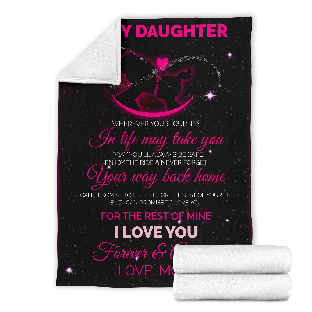 To My Daughter - Love Mom Soft Polyester Premium Fleece Blanket 07