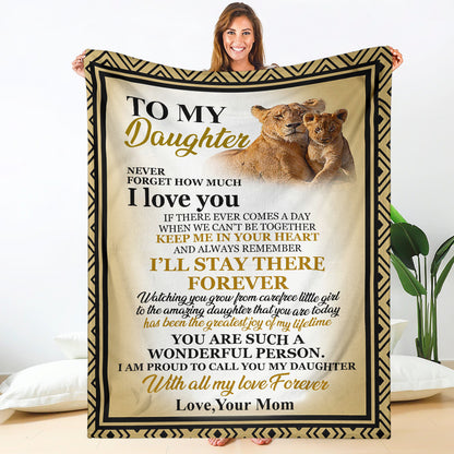 To My Daughter - Love Mom Soft Polyester Premium Fleece Blanket 08