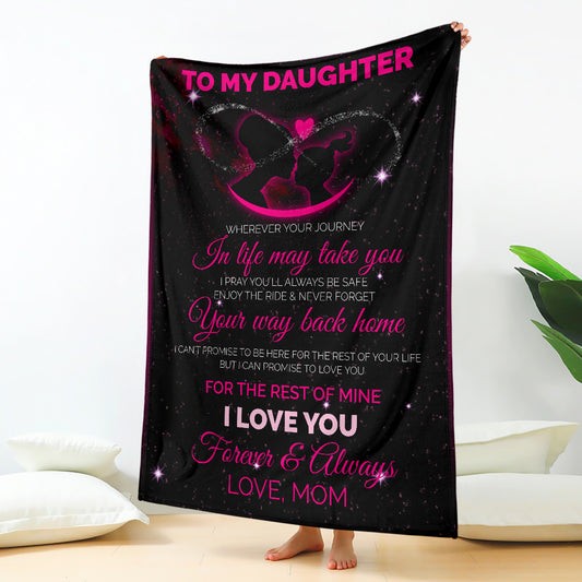 To My Daughter - Love Mom Soft Polyester Premium Fleece Blanket 07